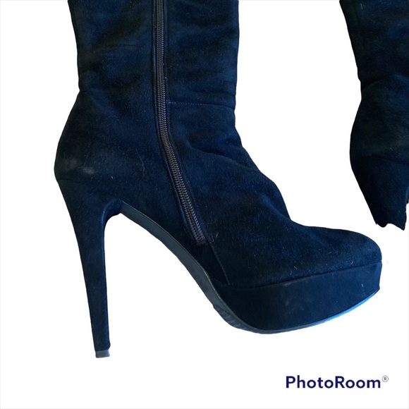 Stuart Weitzman Suede Over the Knee Suede Platform Boots - Picture 6 of 12